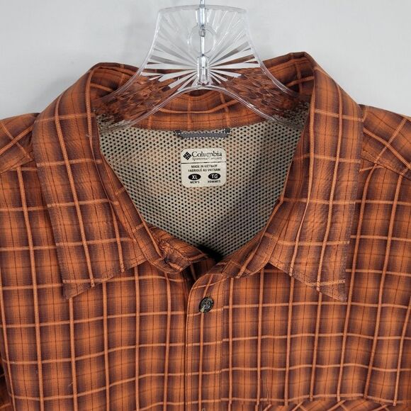 XLT COLUMBIA Omni FALL plaid brown orange outdoor PFG long sleeve SHIRT XL TALL - Picture 15 of 16